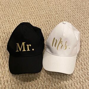 Mr. And Mrs. Hats Black and White Hats Set of 2